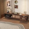 Mid Century Modern TV Stand for 80" TVs, Entertainment Center with Sliding Doors and Drawers, TV Table with Storage for Living Room, Bedroom - Image 4