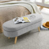 Ottoman Oval Storage Bench,Rubber Wood Legs, Beige(43.5"x16"x16") - Image 8