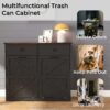 Farmhouse Double Tilt Out Trash Cabinet for 20 Gallon Trash Cans, Free Standing Recycling Cabinet with Hideaway Drawer, Barn Door Style Laundry Sorter Cabinet, Tilt Out Trash Cabinet for Kitchen - Image 9