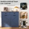 Farmhouse Double Tilt Out Trash Cabinet for 20 Gallon Trash Cans, Free Standing Recycling Cabinet with Hideaway Drawer, Barn Door Style Laundry Sorter Cabinet, Tilt Out Trash Cabinet for Kitchen - Image 20