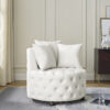 Velvet Upholstered Swivel Chair for Living Room, with Button Tufted Design and Movable Wheels, Including 3 Pillows - Image 5