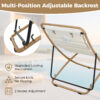 TREXM 2-Pieces Outdoor Folding Chair, Rattan-Wrapped Patio Chair with Adjustable Backrest, Thick Cushion, and Detachable Headrest ,for the Poolside, Beach, Backyard, Decck, and Camping - Image 9