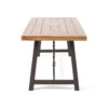 Outdoor Acacia Wood Metal Base Dining Table, Teak - Image 6