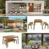 GO 3 Pieces Acacia Wood Table Bench Dining Set For Outdoor & Indoor Furniture With 2 Benches, Picnic Beer Table for Patio, Porch, Garden, Poolside, Natural - Image 6