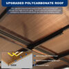 10' x 14' Outdoor Pergola Gazebo,Wall-Mounted Lean to Metal Awning Gazebo with Roof,Large Heavy Duty for Patio,Decks,Backyard - Image 9