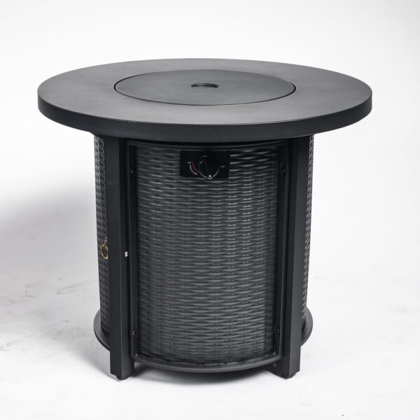 30" Propane Gas Fire Pit Table, 50000 BTU Round Steel Fire Pit for Outside Patio Deck Garden Courtyard-Black