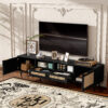Rattan TV Stand for TVs up to 85'', Modern Farmhouse Media Console, Entertainment Center with Solid Wood Legs, TV Cabinet for Living Room,Home Theatre - Image 18