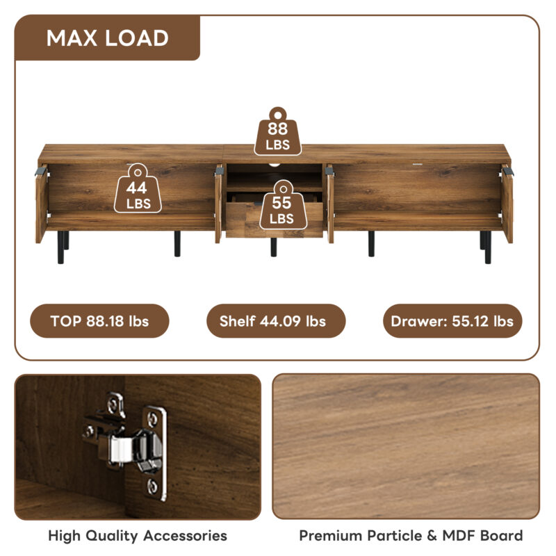 78" TV Stand for 85 75 65 Inch TV, TV Consoles for Living Room, Entertainment Center Wood TV Media with Storage - Image 9