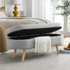 Ottoman Oval Storage Bench,Rubber Wood Legs, Beige(43.5"x16"x16") - Image 7