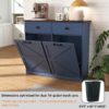 Farmhouse Double Tilt Out Trash Cabinet for 20 Gallon Trash Cans, Free Standing Recycling Cabinet with Hideaway Drawer, Barn Door Style Laundry Sorter Cabinet, Tilt Out Trash Cabinet for Kitchen - Image 21