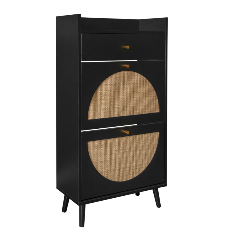 Rattan, Allen 2 door 1 drawer cabinet, shoe rack, double layer, suitable for entrance - Image 7