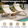 TREXM 2-Pieces Outdoor Folding Chair, Rattan-Wrapped Patio Chair with Adjustable Backrest, Thick Cushion, and Detachable Headrest ,for the Poolside, Beach, Backyard, Decck, and Camping - Image 10