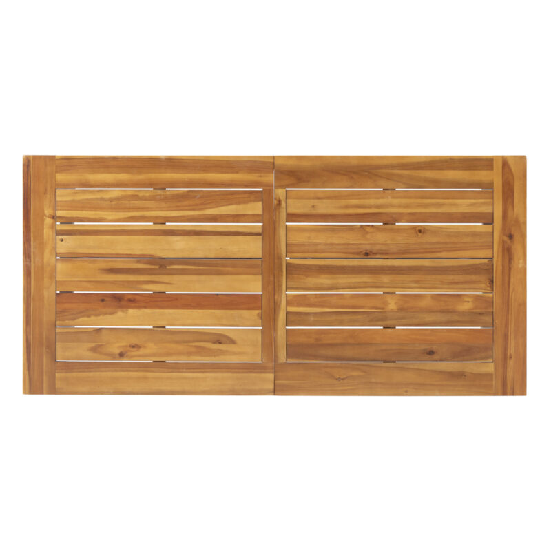 Outdoor Acacia Wood Metal Base Dining Table, Teak - Image 7