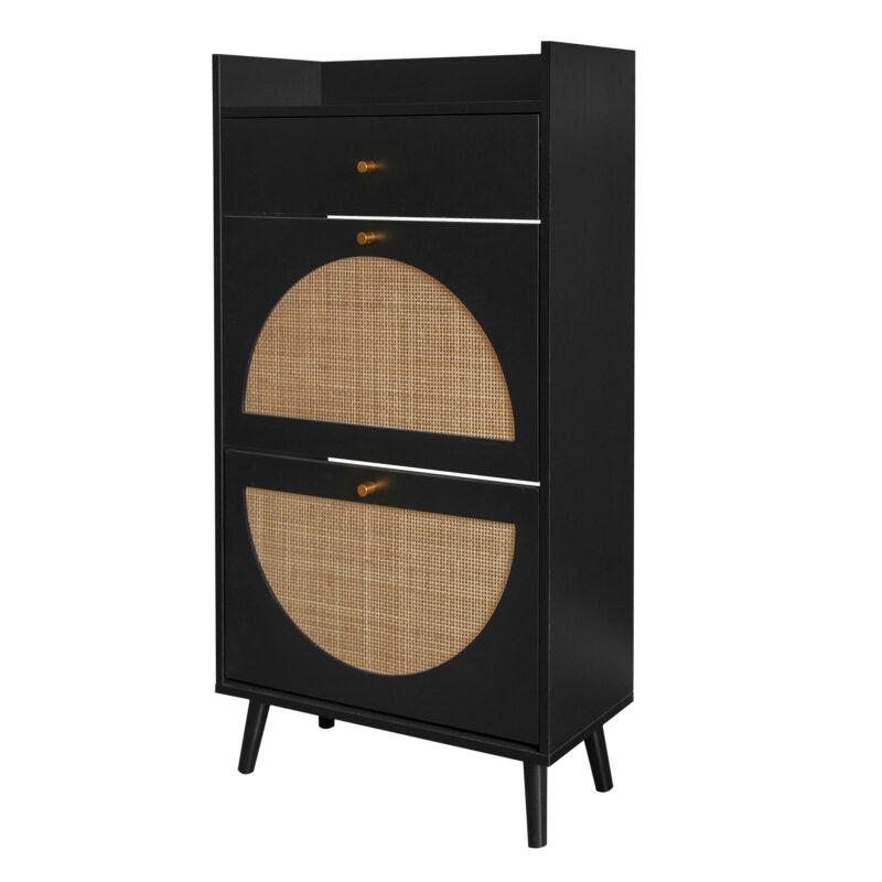 Rattan, Allen 2 door 1 drawer cabinet, shoe rack, double layer, suitable for entrance - Image 6