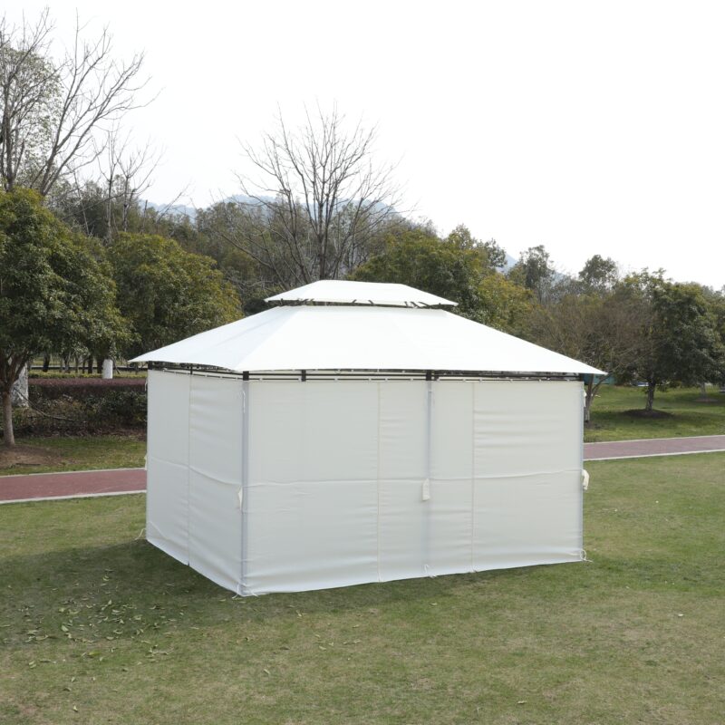 13x10 Outdoor Patio Gazebo Canopy Tent With Ventilated Double Roof And SideWall(Detachable Curtain Included On All Sides),Suitable for Lawn, Garden, Backyard and Deck,BEIGE - Image 7