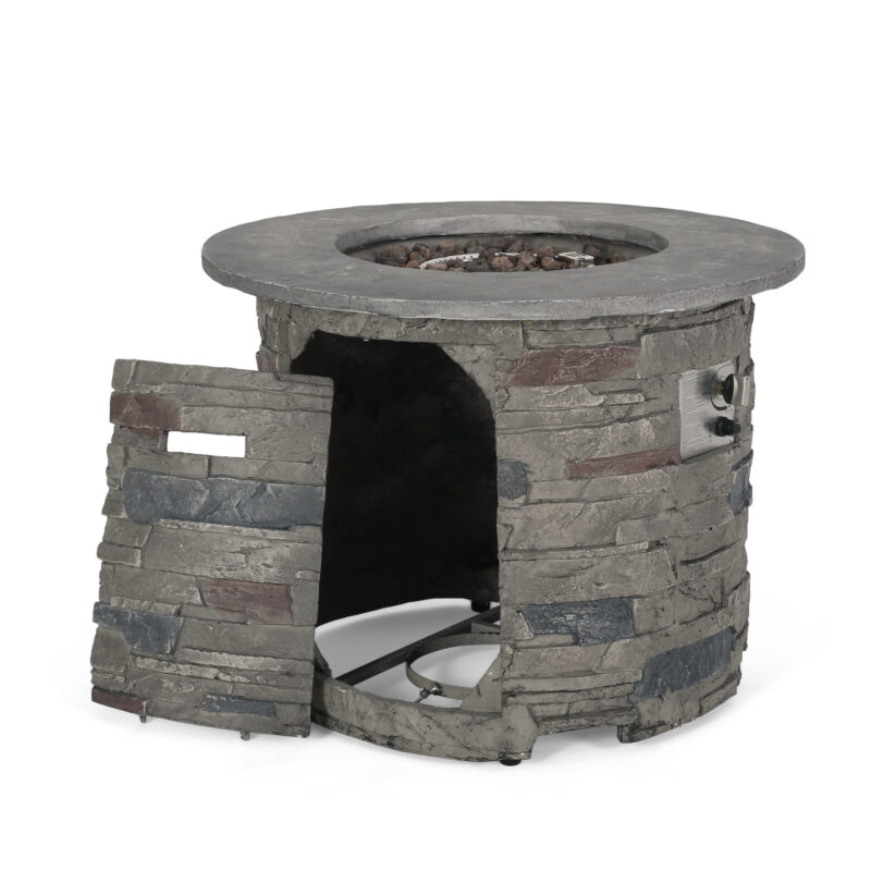 Outdoor 32" Round MgO Propane Fire Pit, Grey Top - 40,000 BTU - Image 8