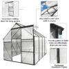 6x8 FT Polycarbonate Greenhouse Raised Base and Anchor Aluminum Heavy Duty Walk-in Greenhouses for Outdoor Backyard in All Season - Image 8