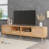 Rattan TV Stand for TVs up to 85'', Modern Farmhouse Media Console, Entertainment Center with Solid Wood Legs, TV Cabinet for Living Room,Home Theatre - Image 11