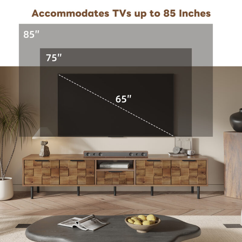 78" TV Stand for 85 75 65 Inch TV, TV Consoles for Living Room, Entertainment Center Wood TV Media with Storage - Image 7