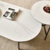 Coffee table ceramic Coffee Table, MDF painting Double Layer Coffee Table for Living Room, white ceramic and Coffee Brown Bottom Shelf - Image 12