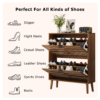 Medieval Modern Independent Shoe Cabinet, 31.5-inch Walnut Shoe Storage Cabinet,, Fence Shoe Cabinet with 2 Flip Drawers, Suitable For Corridors And Entrances - Image 8