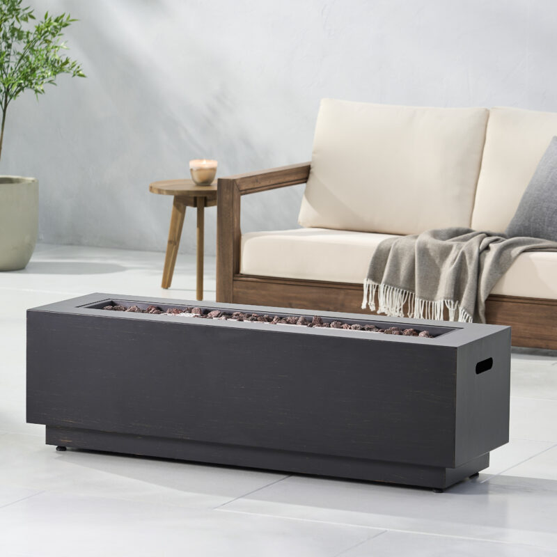 40" Outdoor 50,000 BTU Rectangular Iron Propane Fire Pit, Dark Grey (Tank Cover not Included) - Image 11