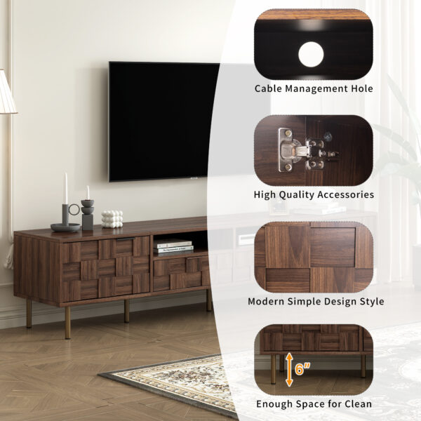Mid Century TV Stand with 2 Drawers, Media Console Table for TVs up to 85'', Entertainment Center with Storage for Living room, Bedroom, Home Theatre