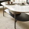 Coffee table ceramic Coffee Table, MDF painting Double Layer Coffee Table for Living Room, white ceramic and Coffee Brown Bottom Shelf - Image 11