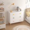 Kids 3 Drawer Dresser, Baby Nightstand for Bedroom, Storage Cabinet for Toddler Child for Living Room, Toddler Room, Nursery, Closet, Apartment (Colorful) - Image 4