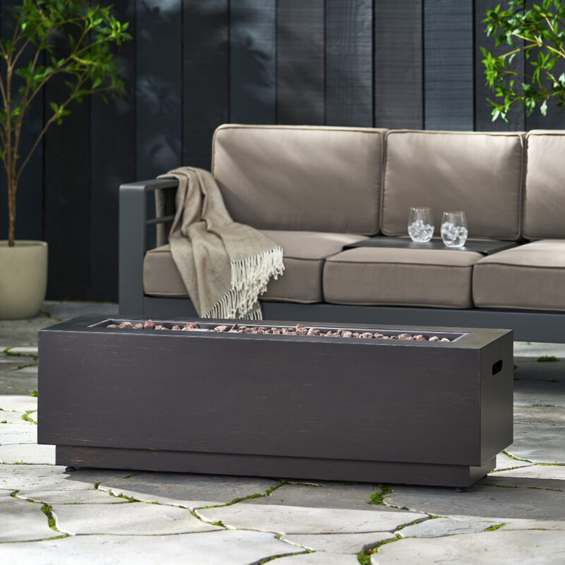 40" Outdoor 50,000 BTU Rectangular Iron Propane Fire Pit, Dark Grey (Tank Cover not Included) - Image 10