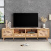 Rattan TV Stand for TVs up to 85'', Modern Farmhouse Media Console, Entertainment Center with Solid Wood Legs, TV Cabinet for Living Room,Home Theatre - Image 9