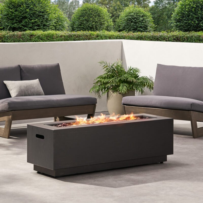 40" Outdoor 50,000 BTU Rectangular Iron Propane Fire Pit, Dark Grey (Tank Cover not Included) - Image 9