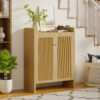 42.5" Tall Rattan Shoe Cabinet with Doors, 6-Tier Shoe Storage Cabinet with Adjustable Shelves, Wooden Freestanding Shoe Organizer Shoe Cabinet for Entryway,Hallway,Living Room - Image 2