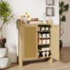 42.5" Tall Rattan Shoe Cabinet with Doors, 6-Tier Shoe Storage Cabinet with Adjustable Shelves, Wooden Freestanding Shoe Organizer Shoe Cabinet for Entryway,Hallway,Living Room - Image 4