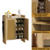 42.5" Tall Rattan Shoe Cabinet with Doors, 6-Tier Shoe Storage Cabinet with Adjustable Shelves, Wooden Freestanding Shoe Organizer Shoe Cabinet for Entryway,Hallway,Living Room - Image 9