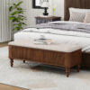 50.8-inch Multi-Functional Storage Ottoman Bench-Solid Rubberwood Bed End Bench with Linen Seat, Storage Bench for Bedroom, Entryway Shoe Organizer for Bedroom, Living Room, Entryway, Closet, Natural - Image 12