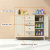 40.16'' Storage Sideboard Buffet Cabinet, Freestanding Accent Cabinet with 4 Drawers & 2 Doors, Adjustable Shelves Console Cabinet for Living Room, Kitchen ,Entryway ,Hallway ,Laundry Room(Beige) - Image 6