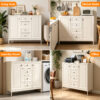 40.16'' Storage Sideboard Buffet Cabinet, Freestanding Accent Cabinet with 4 Drawers & 2 Doors, Adjustable Shelves Console Cabinet for Living Room, Kitchen ,Entryway ,Hallway ,Laundry Room(Beige) - Image 9