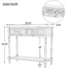 TREXM Daisy Series Console Table Traditional Design with Two Drawers and Bottom Shelf (Black) - Image 2