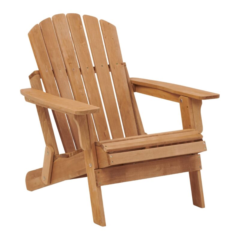 Oversize Wooden Outdoor Folding Adirondack Chair with Pre-Assembled BackRest & SeatBoard, Wood Patio Chair for Garden Backyard Porch Pool Deck Firepit - Image 13