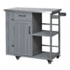 Outdoor Kitchen Island Fir Wood Prep Station Lockable Kitchen Cart with Stainless Top, Ample Storage Space, Towel and Spice Racks for Patio and Outdoor - Image 5