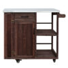 Outdoor Kitchen Island Fir Wood Prep Station Lockable Kitchen Cart with Stainless Top, Ample Storage Space, Towel and Spice Racks for Patio and Outdoor - Image 19