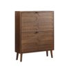Medieval Modern Independent Shoe Cabinet, 31.5-inch Walnut Shoe Storage Cabinet,, Fence Shoe Cabinet with 2 Flip Drawers, Suitable For Corridors And Entrances - Image 10