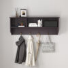 White Entryway Wall Mounted Coat Rack with 4 Dual Hooks Living Room Wooden Storage Shelf - Image 12