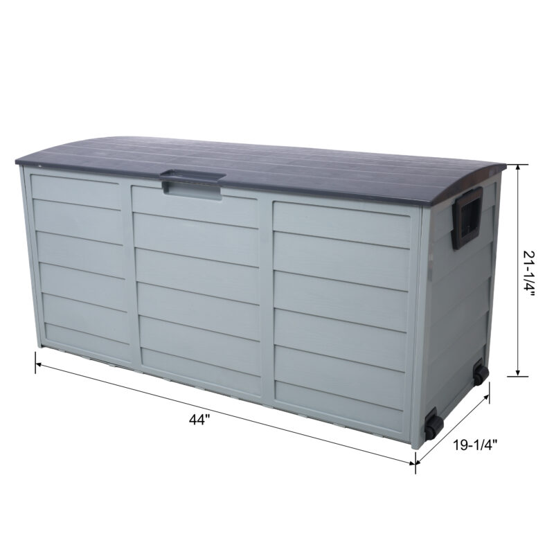 All Weather UV Pool Deck Box Storage Shed Bin Backyard Patio Outdoor w/ Wheel,75 Gallon Resin Deck Box-Organization and Storage for Patio Furniture Outdoor Cushions,Garden Tools and Pool Toys - Image 2