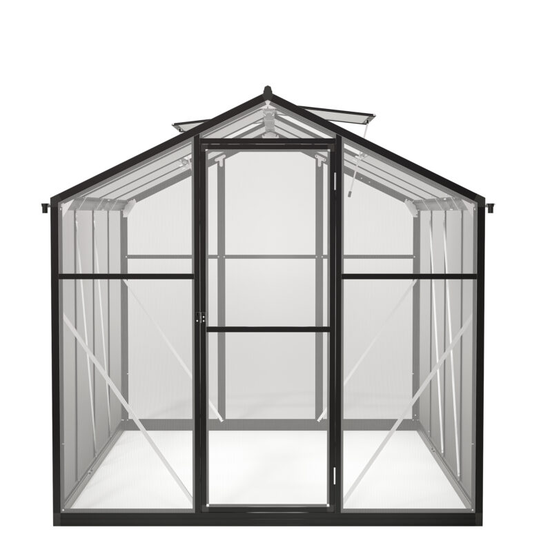 6x8 FT Greenhouse for Outdoors, Polycarbonate Greenhouse with Quick Setup Structure and Roof Vent, Aluminum Large Walk-in Greenhouse for Outside Garden Backyard, Black - Image 9