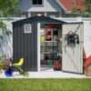 Metal Outdoor Storage Shed 6FT x 4FT, Steel Utility Tool Shed Storage House , Metal Sheds Outdoor Storage for Backyard Garden Patio Lawn (6' x 4'),Gray - Image 9