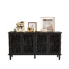 60" Antique Buffet Cabinet with Floral Carvings with Solid Wood Legs&Antique Brass Handles&Adjustable Shelves, TV Stand for 65''+ TV, Sideboard for Living Room,Dining Room (Black) - Image 6