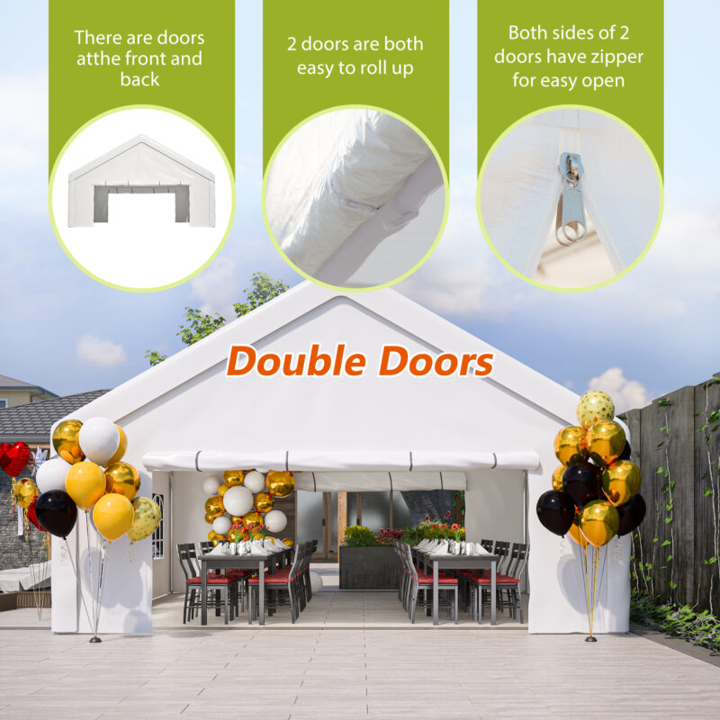 20x20 FT Party Tent with 2 Storage Bags & Removable Sidewalls, Outdoor Canopy Gazebo for Carport Camping Garden Wedding BBQ Commercial - Image 3