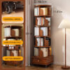 (UPGRADED) Rotating Bookshelf, 360 Display Corner Bookshelf for Small Space, 6 Tier Bookcase Storage Rack with Wheels, Wood Narrow Organizer for Bedroom, Living Room, Study Room, Walnut Brown - Image 8